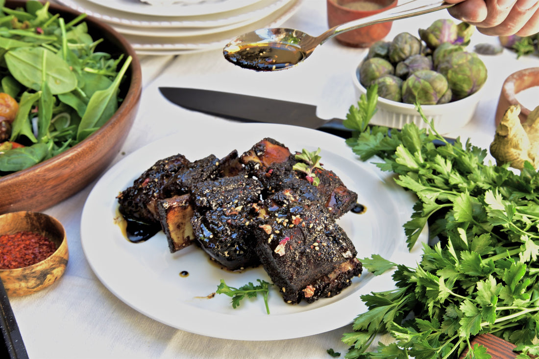 DRY-RUB RIBS WITH MOLASSES AND CRISPY, GOOEY JALAPEÑO MAC AND CHEESE