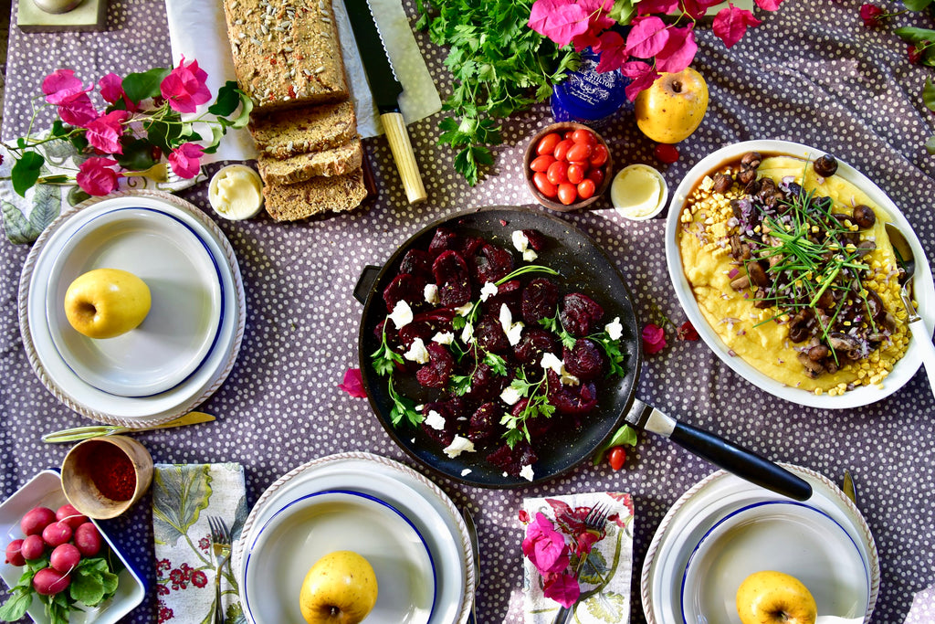 BEET SALAD WITH POLENTA AND SEEDED BREAD