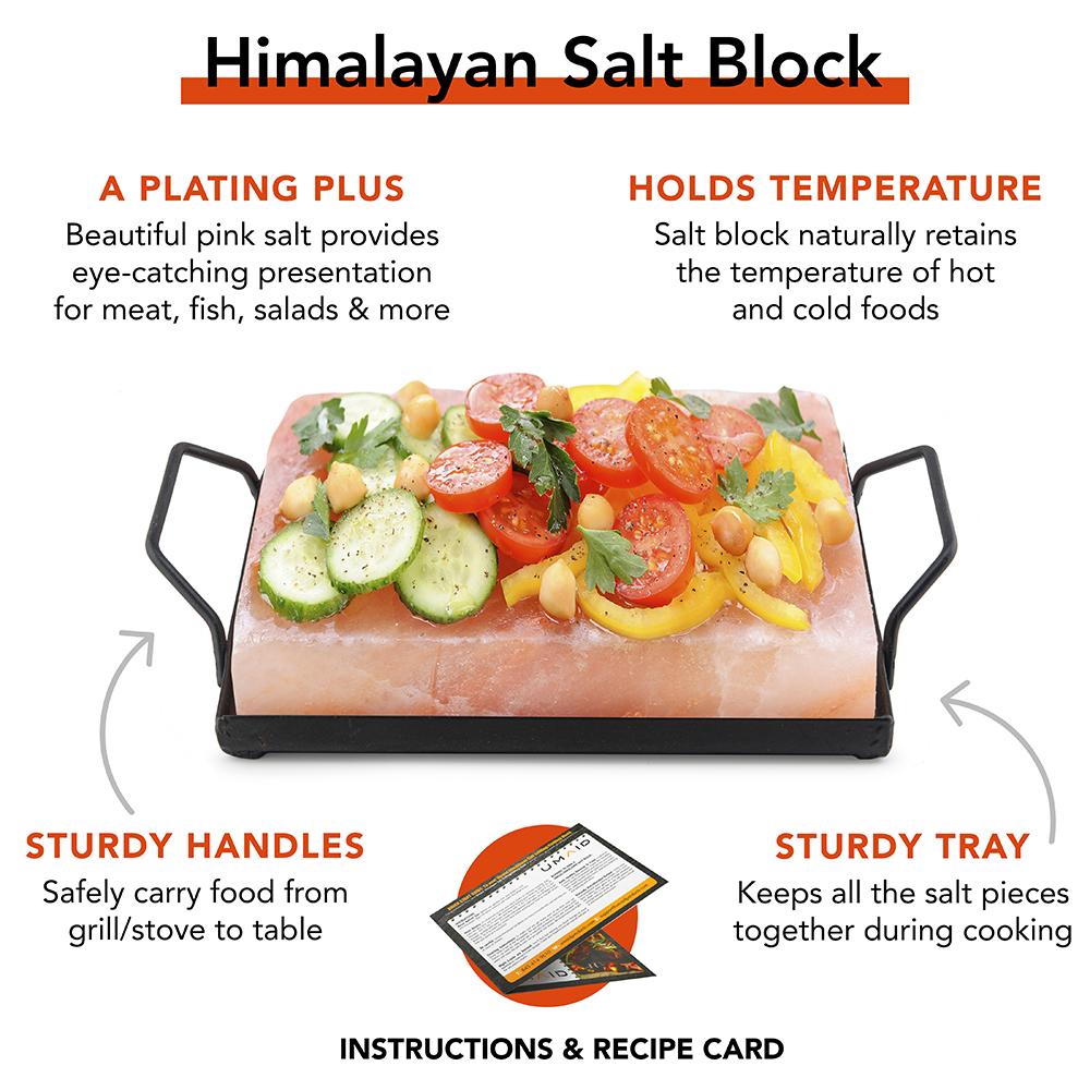 Natural Himalayan Salt Cooking Block Plate & Holder for Cooking by UMAID
